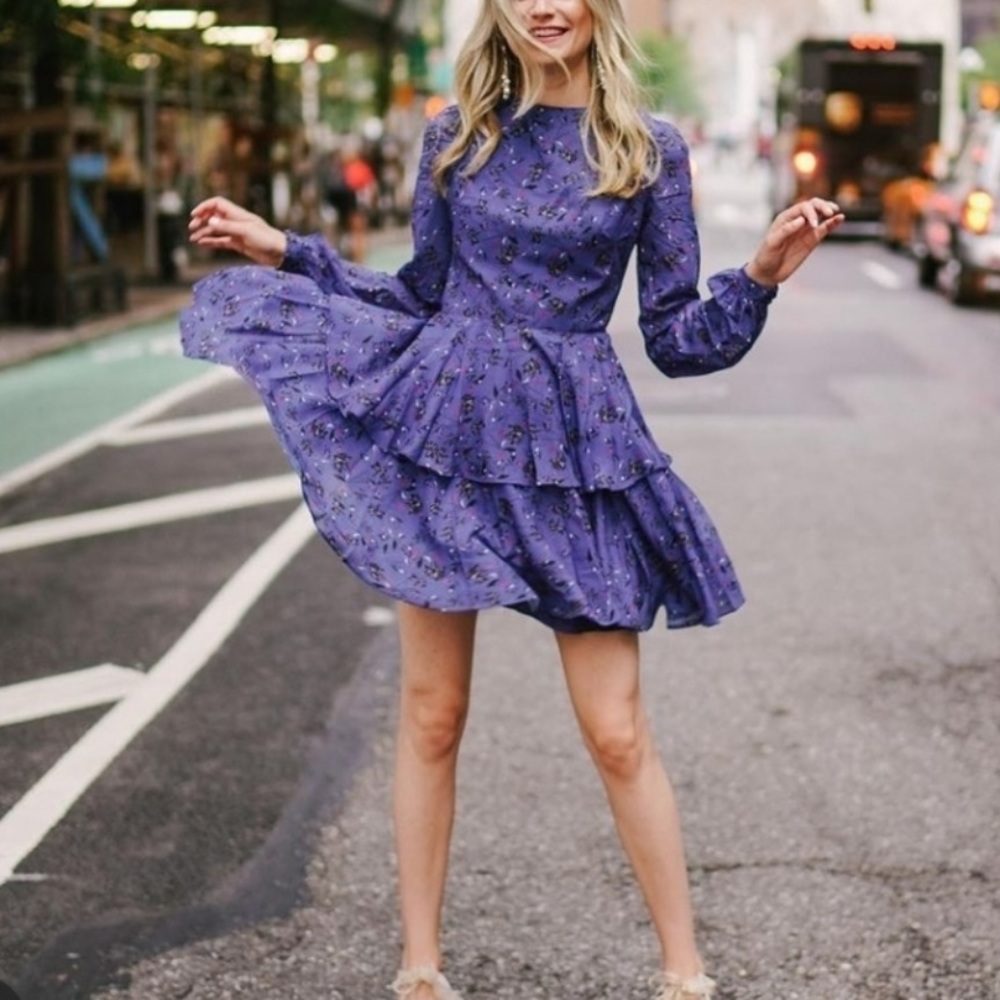 LOVE BY THEIA Floral Tiered Chiffon Dress (size 10) Blogger Fave!